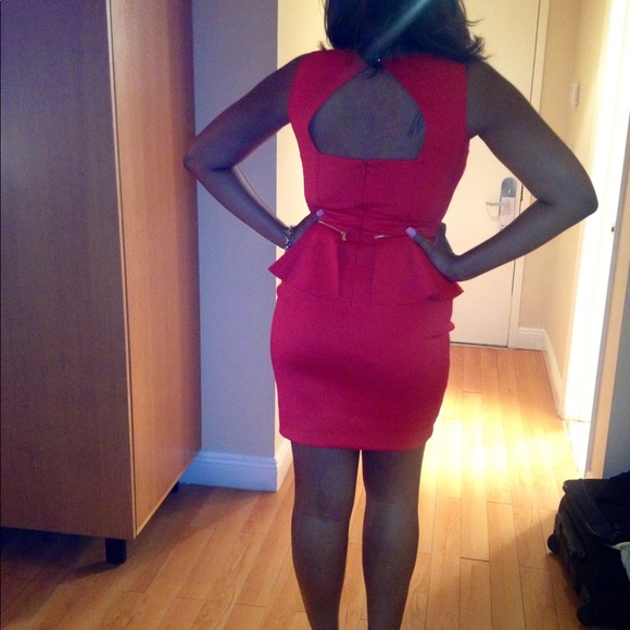 Burnt orange, peplum dress with keyhole back - Picture 4 of 5